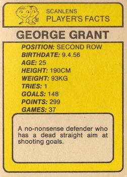1981 Scanlens #111 George Grant Back
